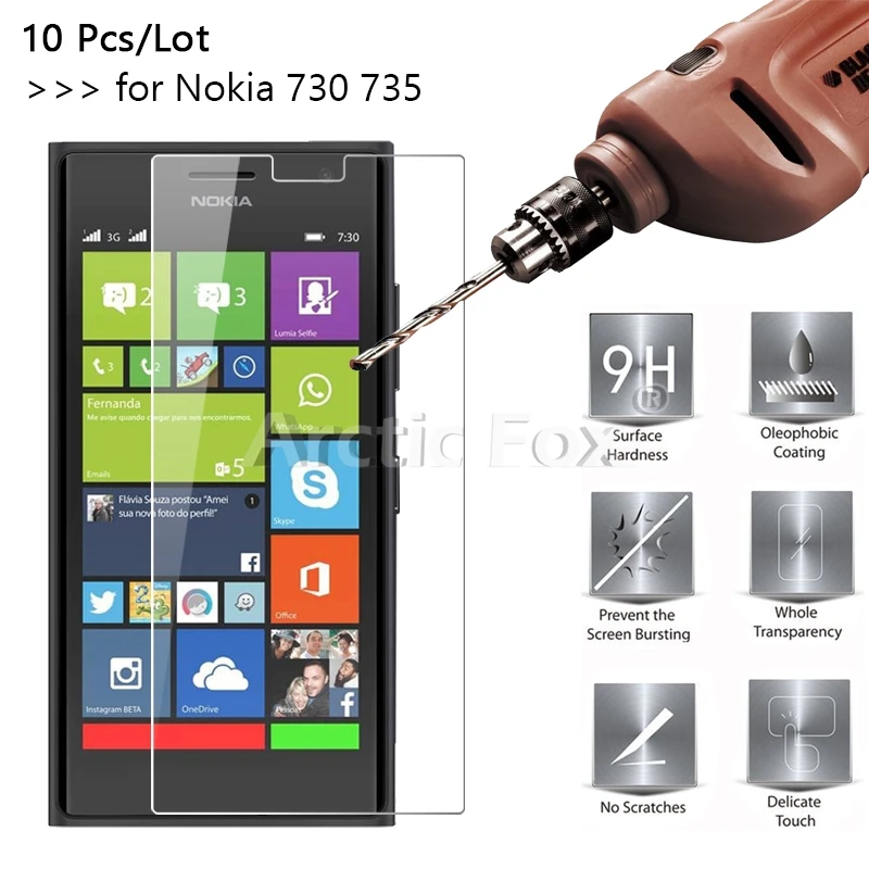 10 шт./лот Премиум закаленное Стекло Экран протектор для Nokia Lumia 730 735 бесплатная