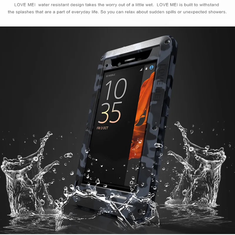 LOVE MEI Camo Metal Armor Case For SONY Xperia XZ XZs Shockproof Waterproof for Aluminum Military Outdoor Heavy Duty Cover Cases |