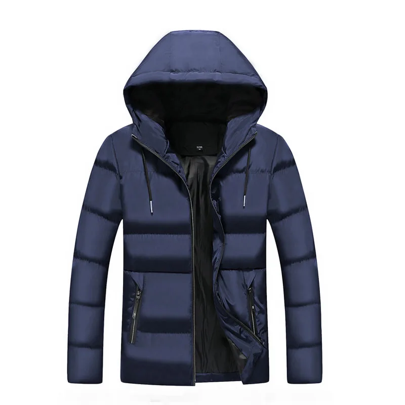 

Winter Jacket Men Fashion Parkas Casual Thick Warm Slim Fit Men's Hooded Black Navy Zipper Jackets Coats Outwear 4XL