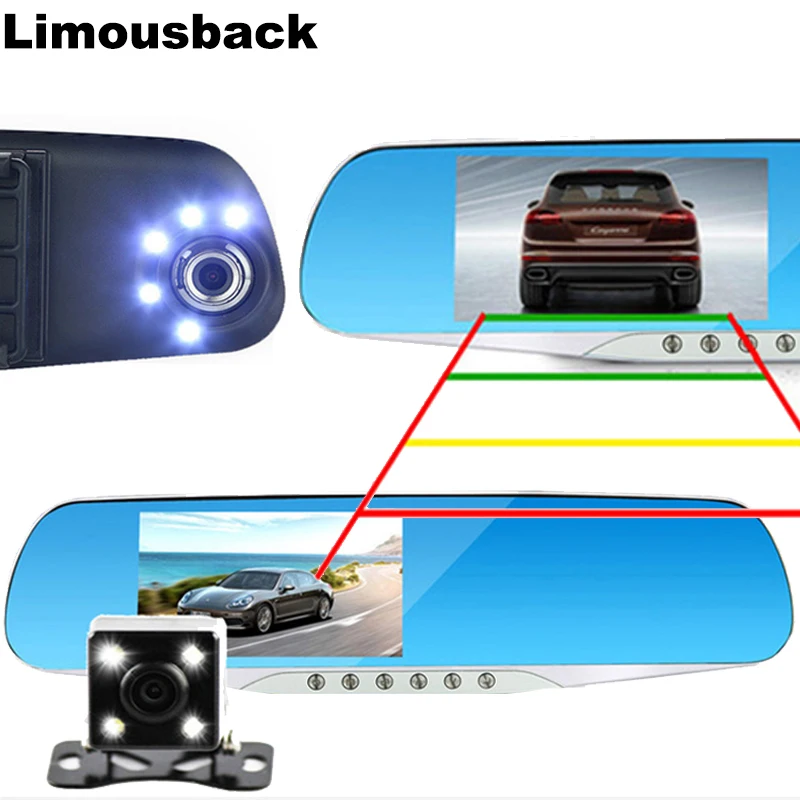 Автомобильный видеорегистратор Limousback FHD 1080P 4 3 дюйма зеркало заднего вида с