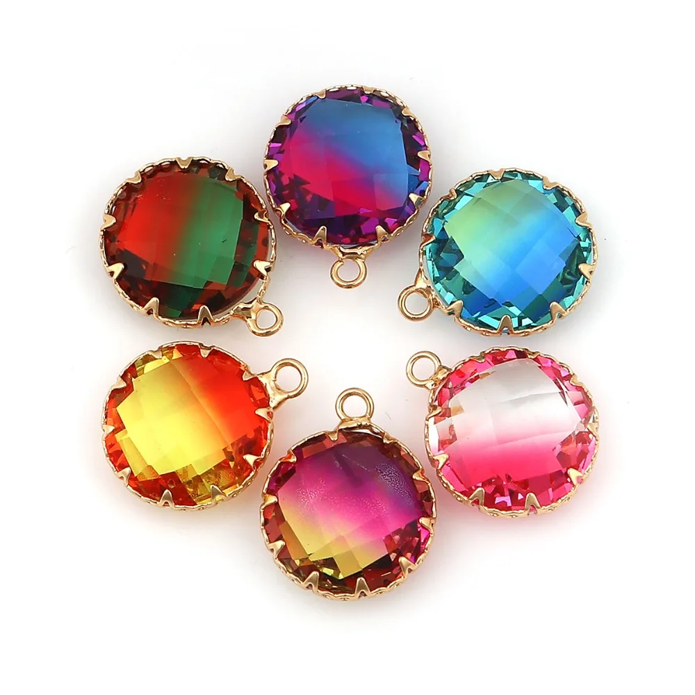 DoreenBeads медный стеклянный кулон с золотым покрытием цветные граненые