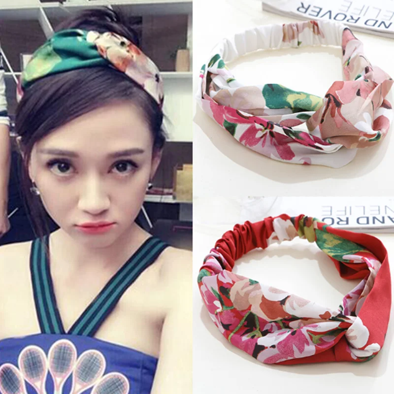 Женская эластичная лента для волос с цветочным принтом 1 шт.|elegant headbands|fashion