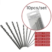 10pcsset 0 8mm 3 0mm mini high speed steel twist punch carving hss drill bit set for power tools rotary tool