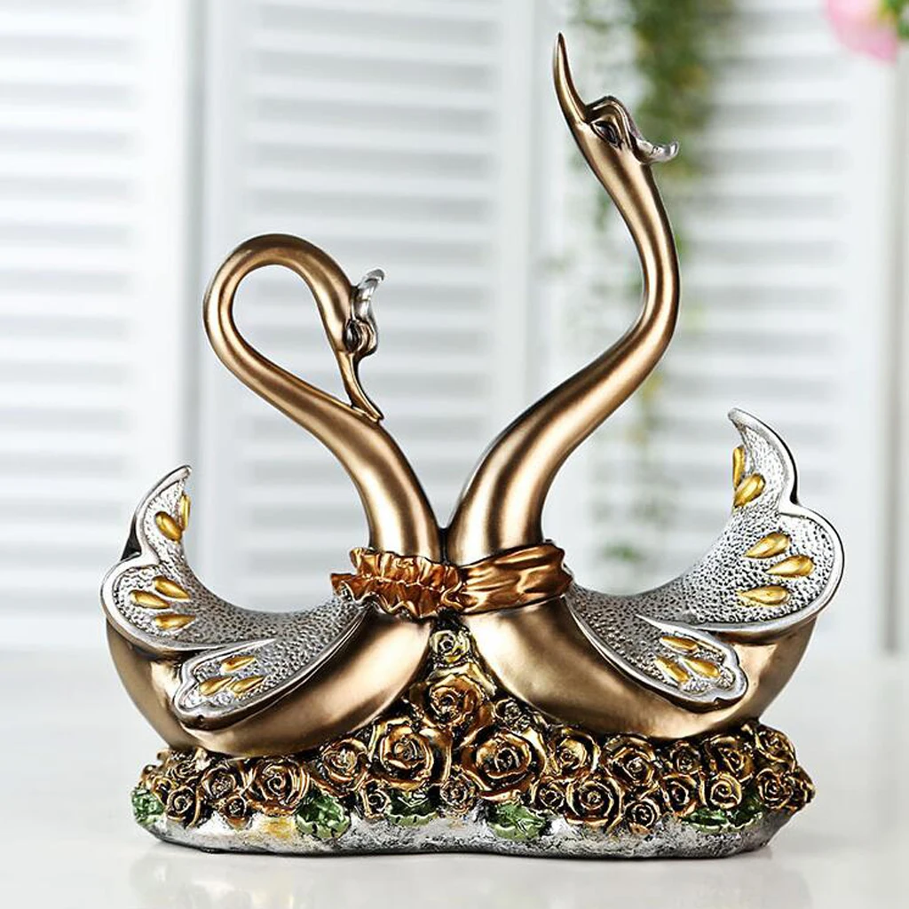 European Couple Swan Figurines Home Decoration Wedding Gifts Wine Cabinet Display Resin Crafts Household Miniatures | Дом и сад