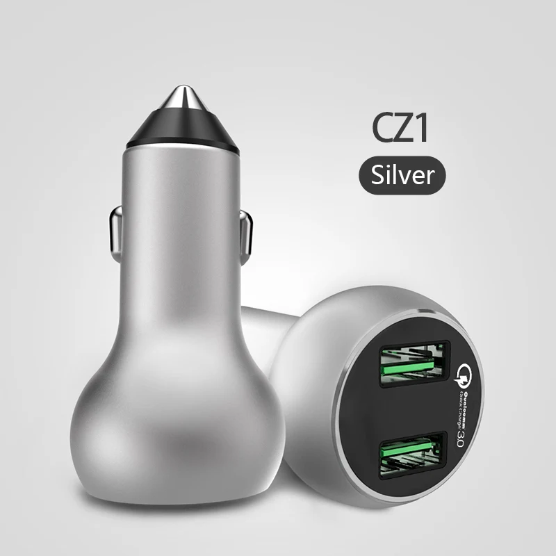 ASINA 36 Вт Dual USB быстрое зарядное устройство QC 3,0 Автомобильное Зарядное устройство для iPhone samsung мобильного телефона 5В 3A Быстрая зарядка для телефона Xiaomi huawei - Тип штекера: CZ1 Silver