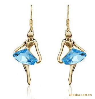 earrings Австрийские кристаллы мечта танцоров Ангел балетная девушка кулон посеребренный комплект ювелирных изделий для подружки невесты - Окраска металла: earrings