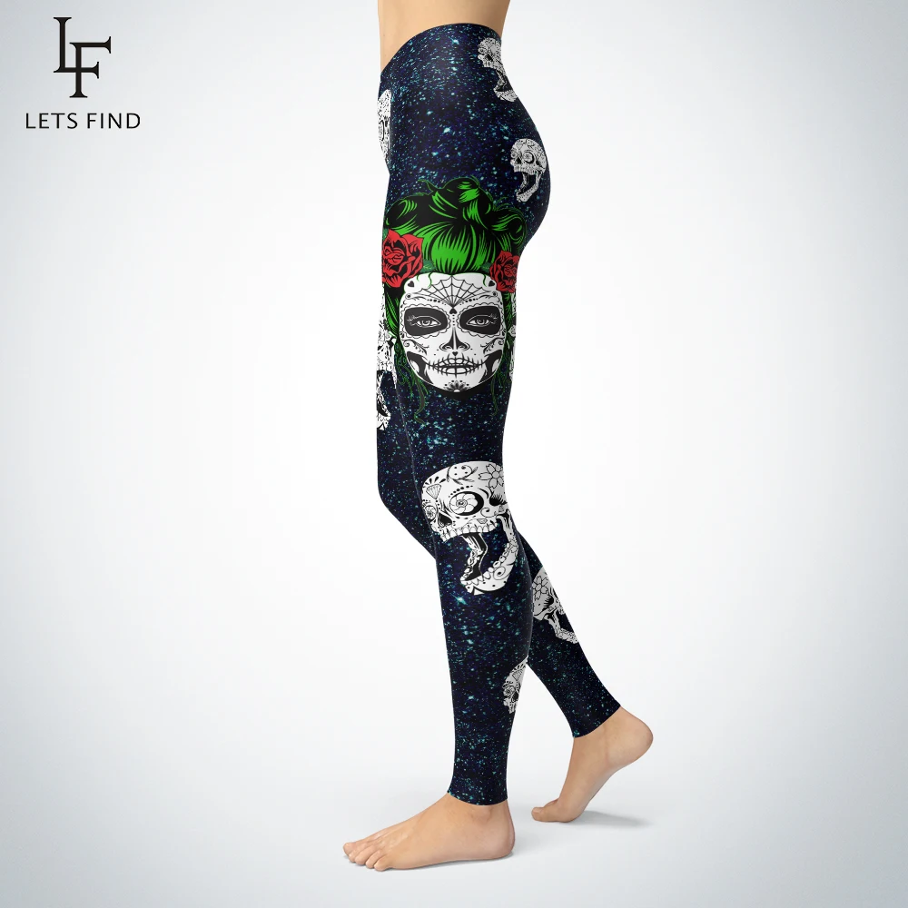 

LetsFind New Design Sugar Skull Leggings Women Fashion Sexy Fitness Elasticity Plus Size Pants High Quality Slim 7/8 Leggings