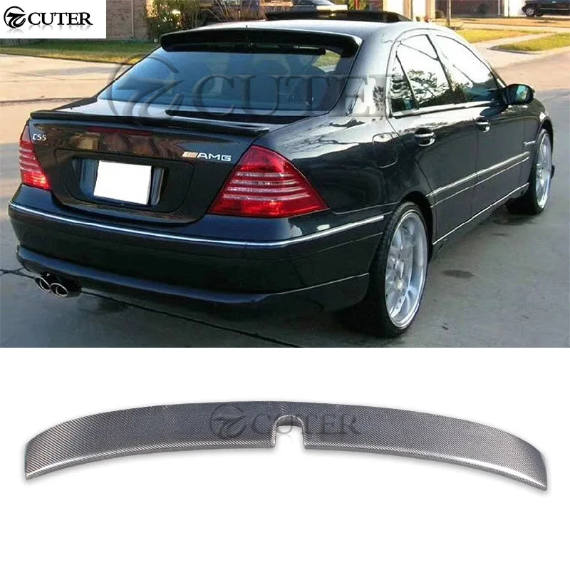 W203 AMG стиль углеродное волокно задний спойлер верхние крылья крыша для Mercedes Benz C200