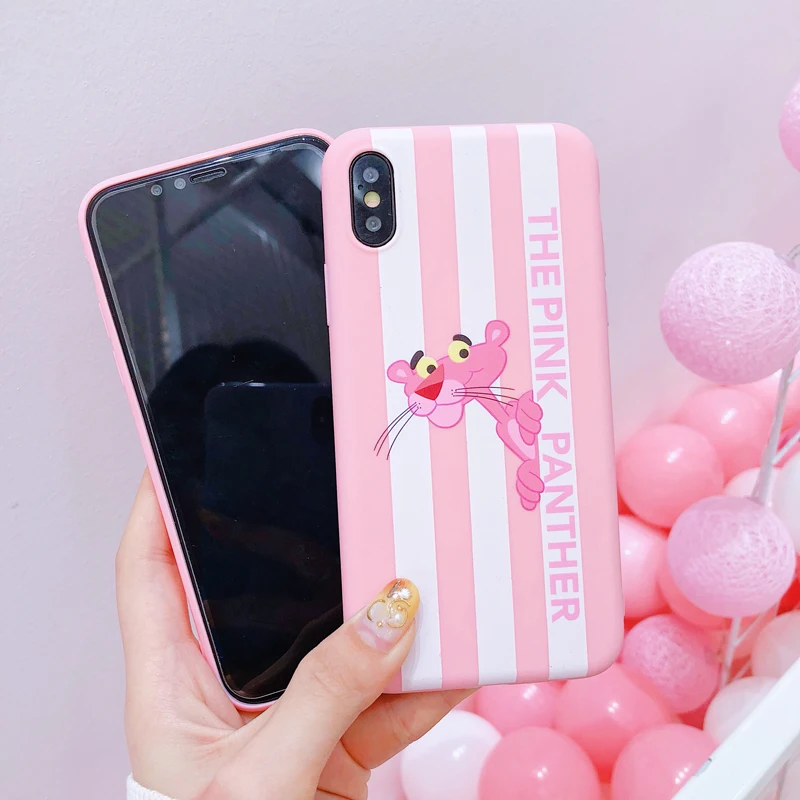Розовая пантера узорчатый чехол для iPhone 6 6s 7 Plus чехол для выравнивания рельефа, скраб мягкий силиконовый защитный чехол для iPhone 5S, se 8 плюс X Капа