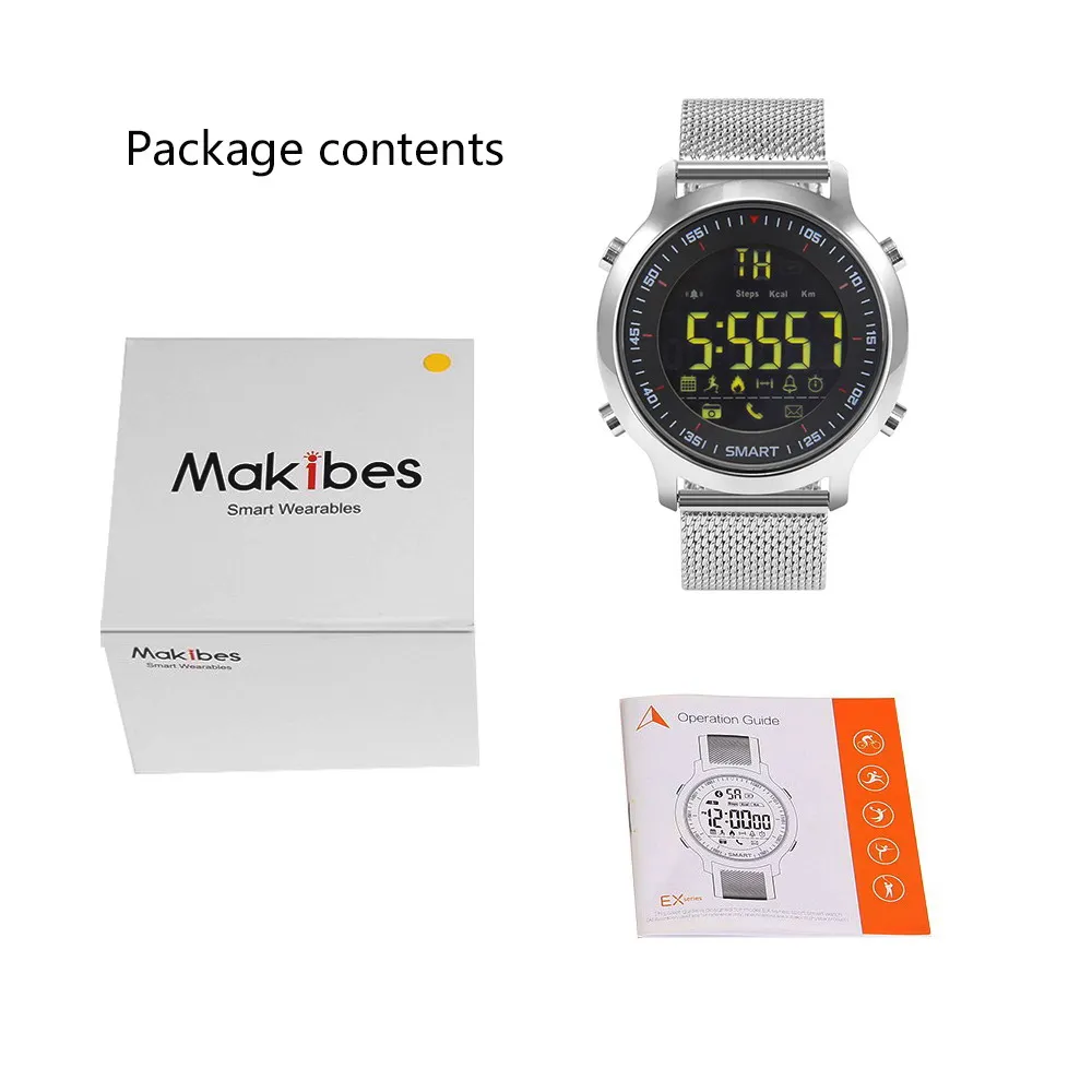 Makibes свет EX18 Смарт часы Для мужчин спортивные 5ATM Водонепроницаемый Bluetooth 4 0 SmartWatch