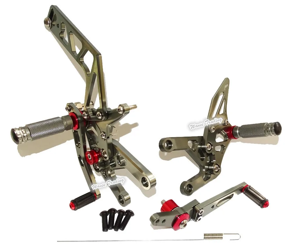 

Motorcycle CNC Aluminium Adjustable Rider Rear Sets Rearset Foot Rest Pegs Gray For Yamaha YZF R1 2015 2016