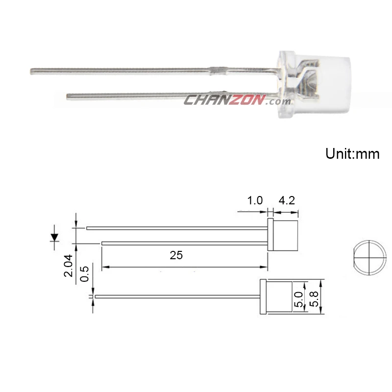 Светодиодный прозрачный диодный светильник с плоским верхом 20 мА DC 2 в 5 мм 100