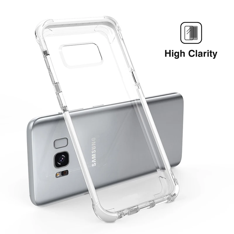 Transparent Защитный чехол Voguery tired Bezels для Samsung Galaxy S8 кристально чистый TPE Edge Жесткий ПК чехол для Galaxy S8 Plus - Цвет: Transparent