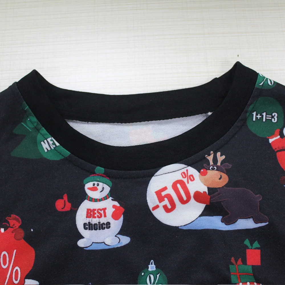 2016 Новый Мода Дед Мороз Отпечатано Свободные одежды Осень С Длинным Рукавом