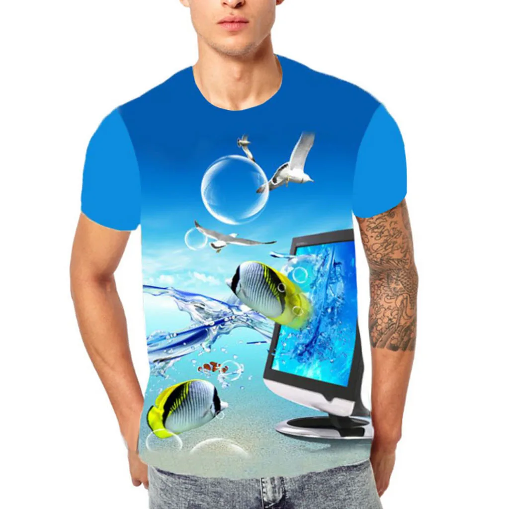 Мужская Новая модная 3D футболка с короткими рукавами и принтом потопа парящая