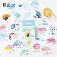46pcs cute sticker weather rainbow cloud shaped sealing sticker boxed scrapbooking sticker office for school supplies stationery