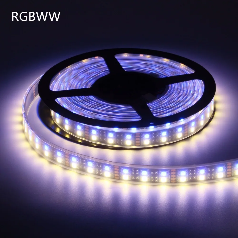 RGB Светодиодная лента Водонепроницаемая 5050 120 светодиодный s/m двухрядный Черный PCB DC 12 В 24 В RGBW RGBWW светодиодный светильник Гибкая неоновая лента Luz