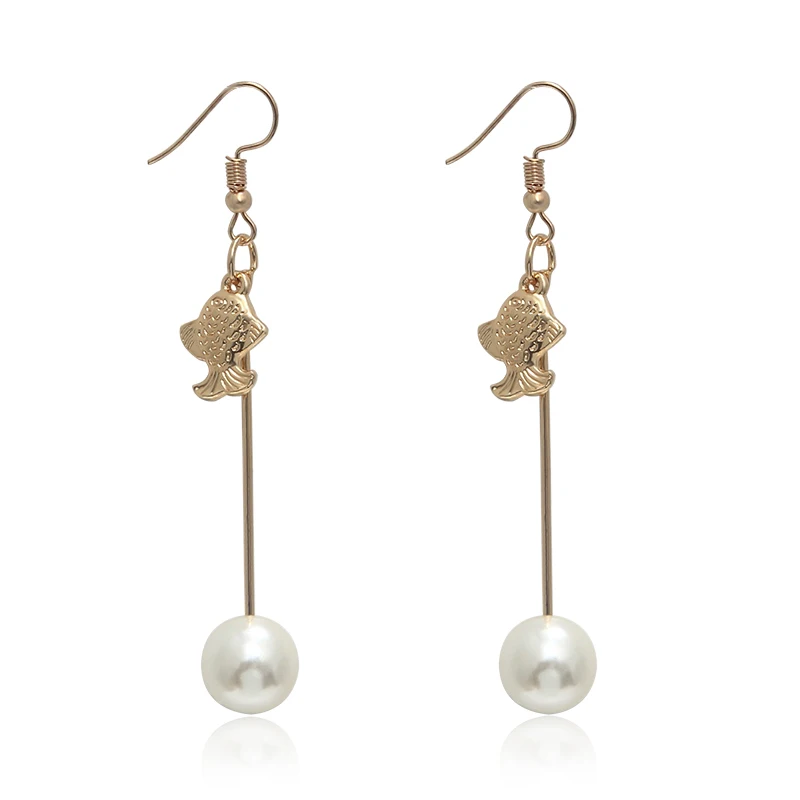 Длинные висячие серьги SUKI в Корейском стиле для женщин и девушек с милыми рыбками