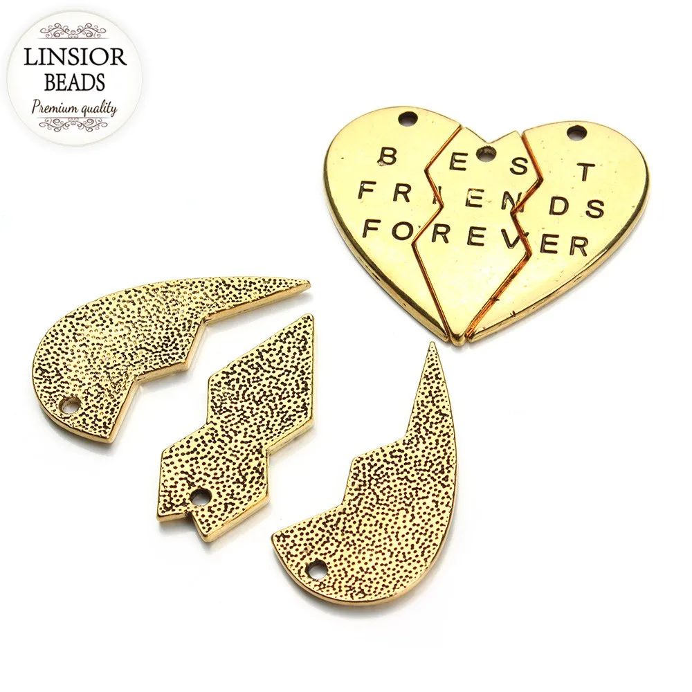 2 компл./лот ожерелье с раздельным сердцем Лучшие друзья навсегда из 3 частей пазл