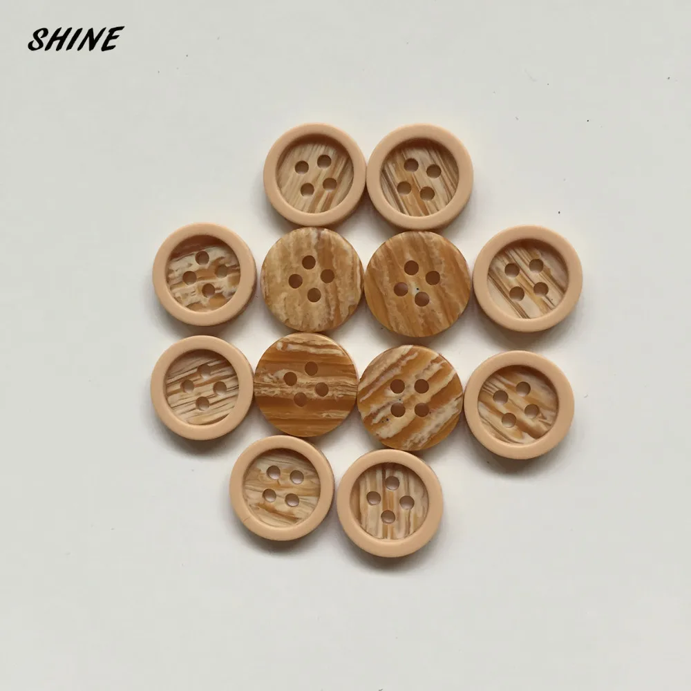 SHINE Resin Sewing Buttons Scrapbooking Round Faux-Wooden Four Holes 11.5mm Dia. 24 PCs Costura Botones Decorate bottoni botoes | Дом и сад