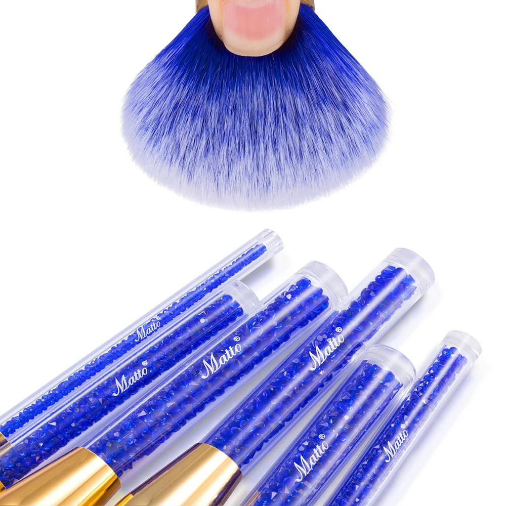 Набор кистей для макияжа Matto Кисточки Sparkling Blue 6 шт. с акриловыми ручками со