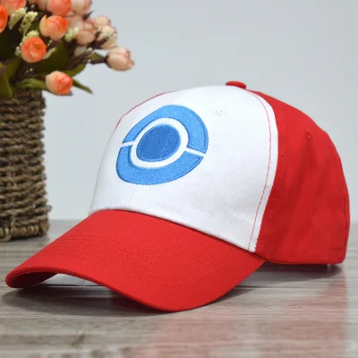 Лидер продаж Аниме косплей карманные монстры костюм Ash Ketchum Косплей шляпа Летний стиль красный фуражка и солнцезащитный козырек