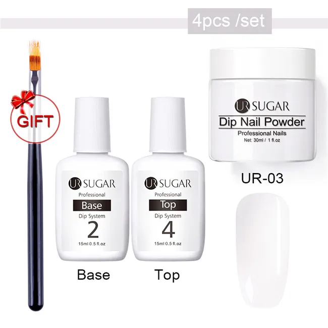 4pcs set UR-03 Ur Sugar 4 шт Dip набор пудры для ногтей Блеск для ногтей французский лак голографический Маникюр 30 мл сухой хромированный пигмент для ногтей искусство - Цвет: 4pcs set UR-03