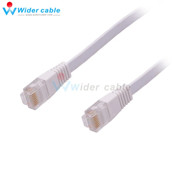 Белый плоский компьютерный кабель 30AWG 8P8C RJ45 неизолированный медный патч корд CAT5e