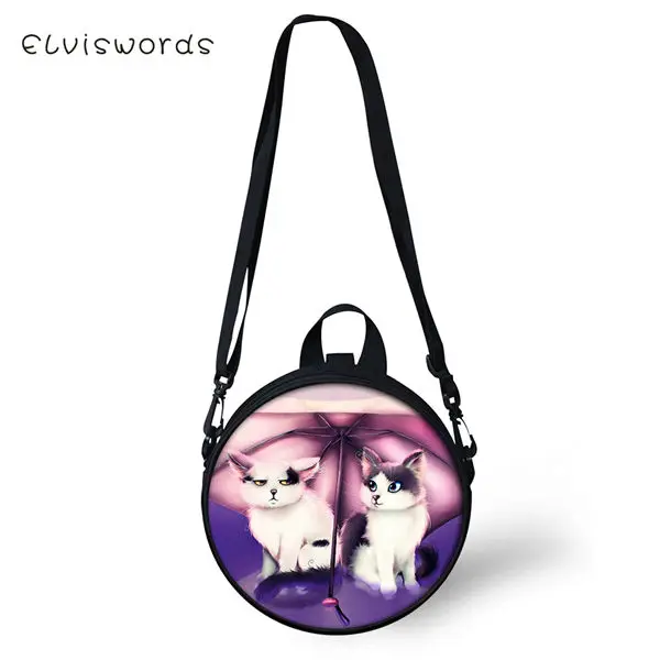 CDWX1141I ELVISWORDS Women Round Shape Crossbody Bags Dreamastic Cats Prints Cute Girls Small Purses Kawaii Pattern Women Shoulder Bags - Цвет: CDWX1141I