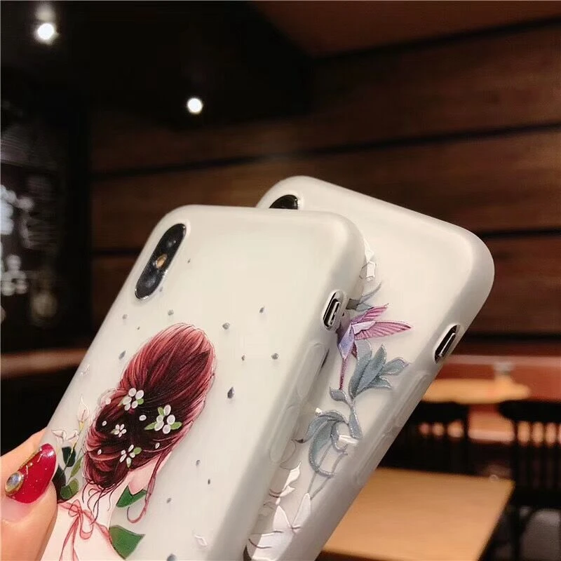 HOTR Cute Cartoon Flowers Case For iphone X XS XR MAX 6 6s 7 8 plus Phone Cases Lovely Girl Cover for Apple |
