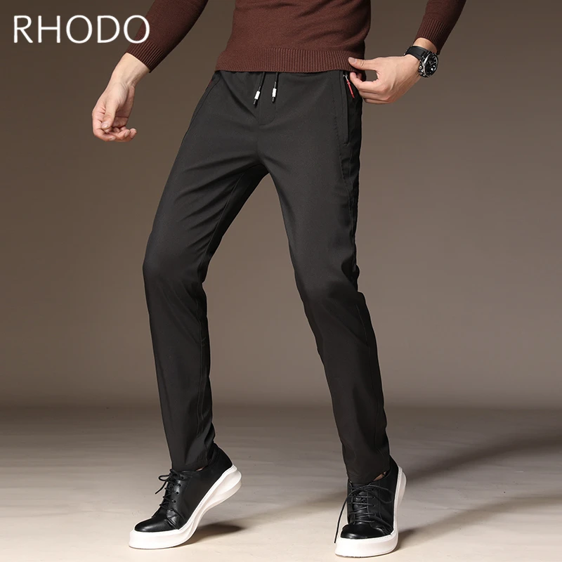 Новые мужские повседневные штаны модные эластичный пояс Slim Fit прямые брюки 28