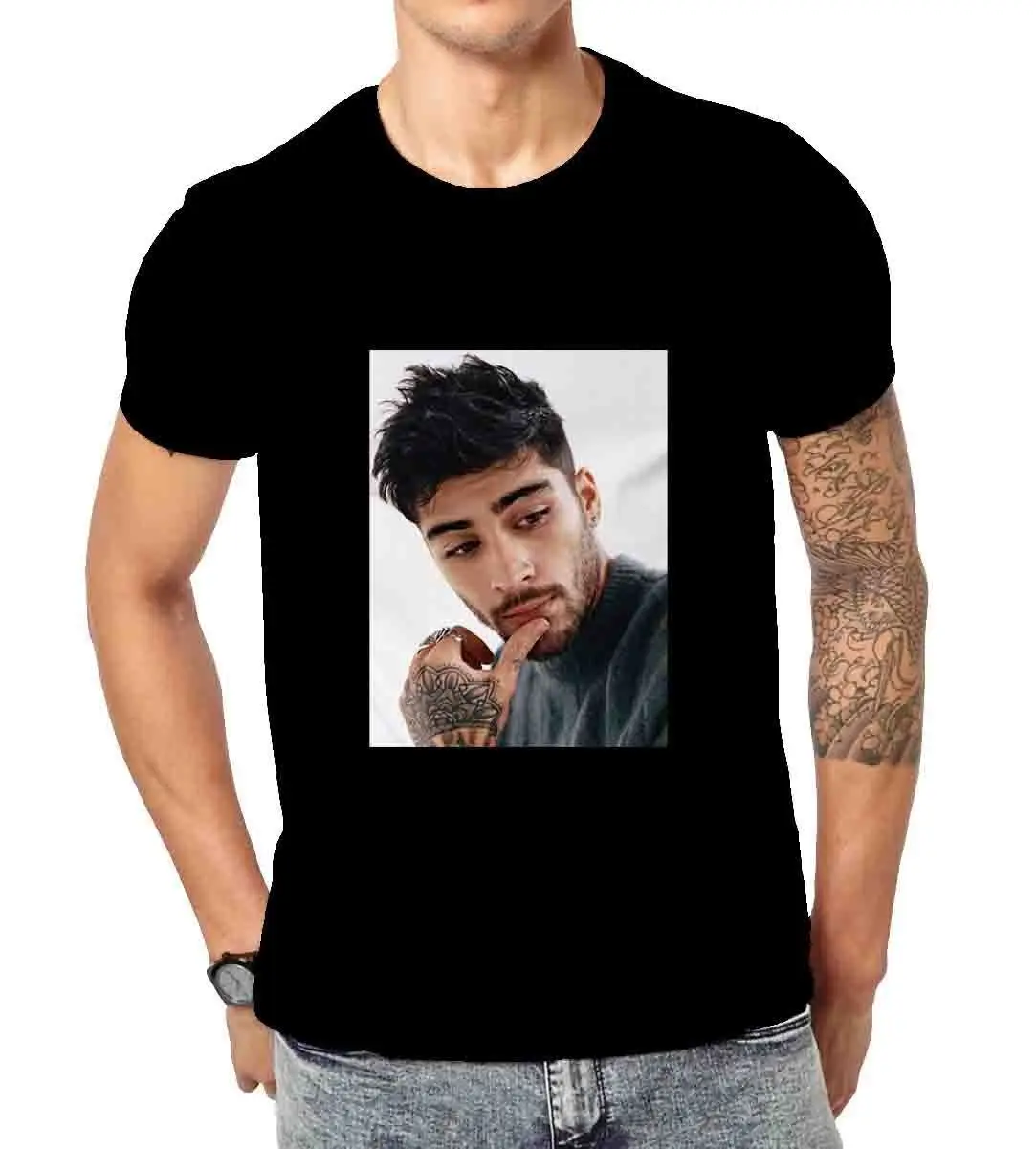 Zayn Malik Мужская футболка хлопковая с принтом Футболка Топ Продажа хипстер Мода