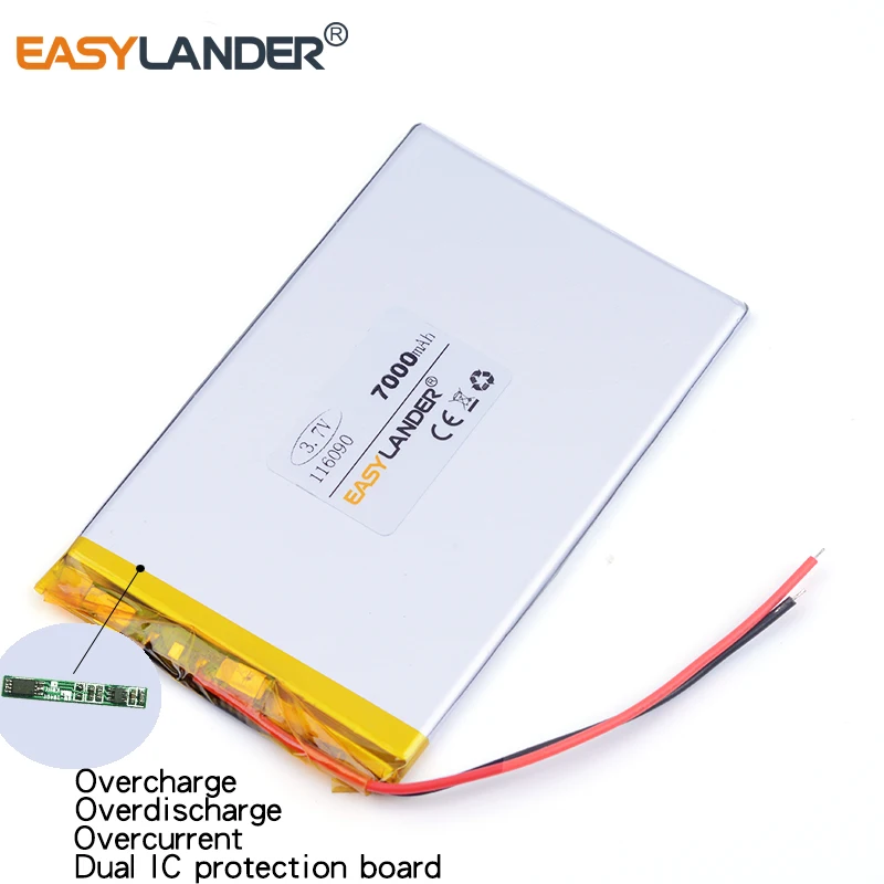 3 7 v батарея 116090 7000mAh для GPS PSP DVD PAD Электронная книга планшетный ПК power bank видео