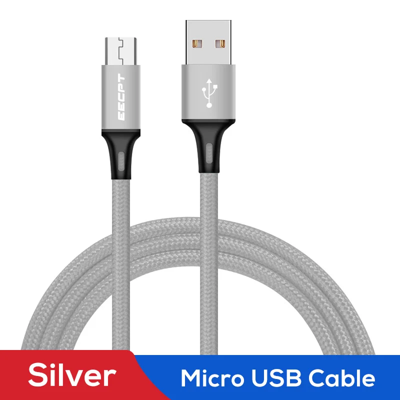 Silver EECPT 3A Micro USB кабель для samsung S7 S6 провод для быстрого заряда данных телефон зарядное устройство кабель для Xiaomi Redmi Note 5 Pro Microusb шнур - Цвет: Silver
