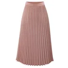 Женская плиссированная юбка, однотонная элегантная плиссированная юбка средней длины с поясом на резинке, модель Z326