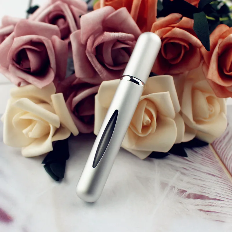 Matte Silver 1 шт. высокое качество 5 мл Алюминиевая парфюмерная бутылка многоразового использования металлический парфюмерный распылитель портативный парфюм пустая бутылочка с распылителем для путешествий - Цвет: Matte Silver