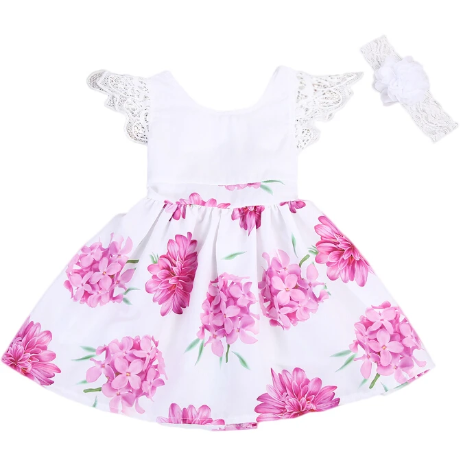 Новинка 2017 года детское платье с цветочным рисунком для маленьких девочек