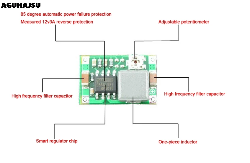 Мини-модуль RC самолета 5 шт./лот Mini 360 DC Buck Converter Step Down 4.75V-23V до 1V-17V LM2596 2A 17x11x3.8 мм на.