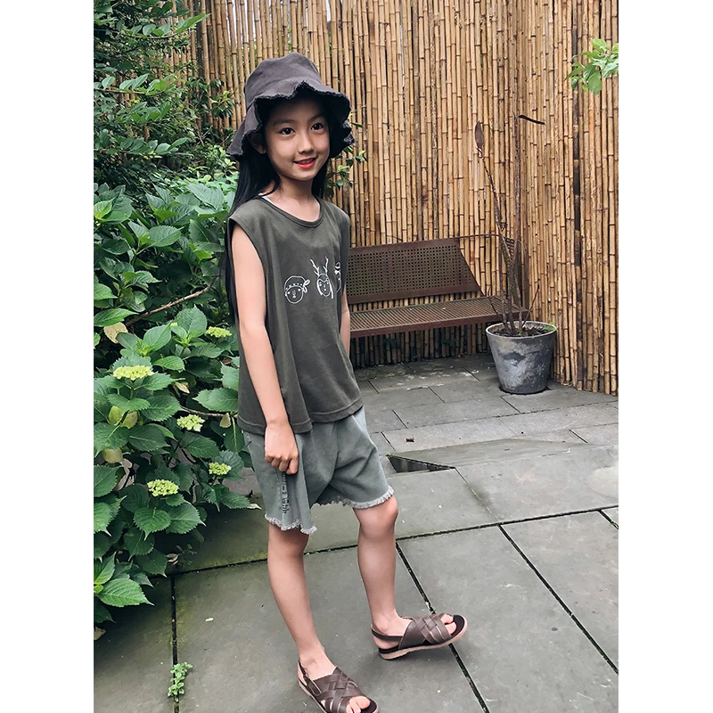 Футболка для девочек летняя детская одежда джемпер в Корейском стиле хлопковая