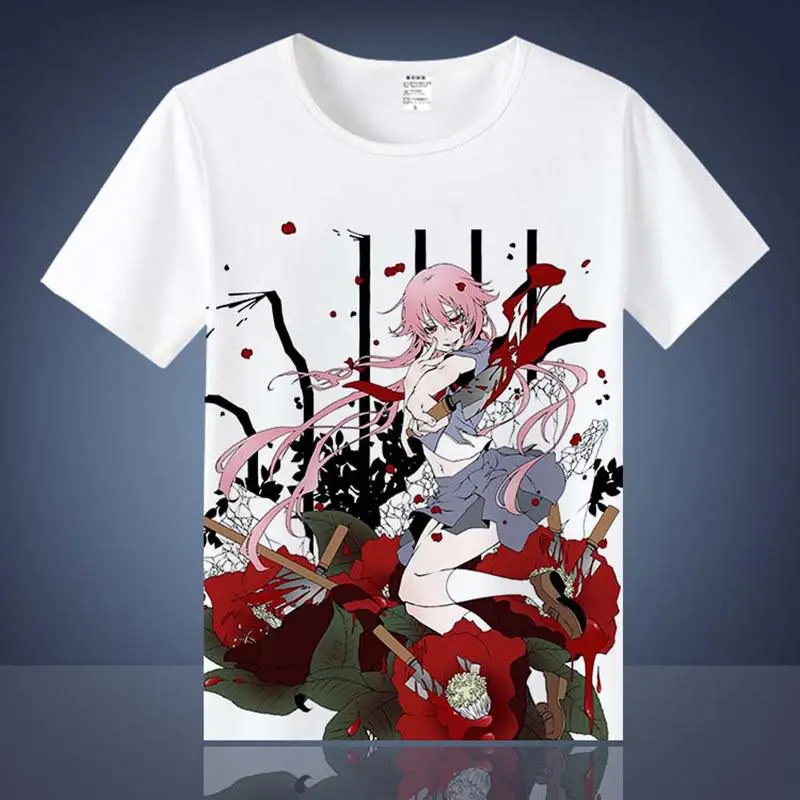Футболки Mirai Nikki Gasai футболки Юно с рисунком аниме коротким рукавом Amano Yukiteru