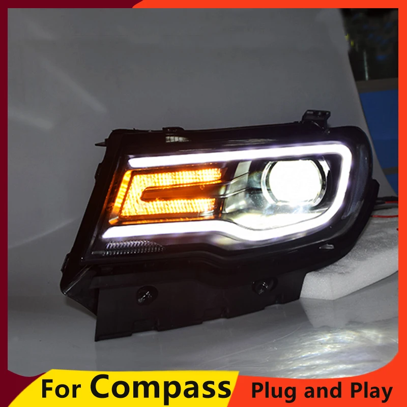 

KOWELL Car Styling for Jeep Compass Headlights New 2017-2018 Compass LED Headlight LED DRL Bi Xenon Lens High Low Beam Parking