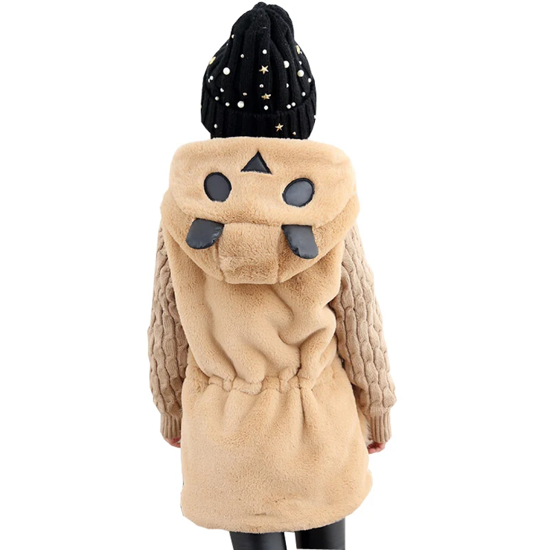 2021 Girls Winter coat faux fur Outerwear Clothing Kids Clothes thicken children outerwear Warm 4 6 8 10 12 Years | Детская одежда и