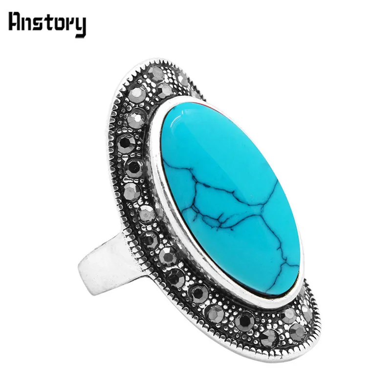 Большой овальный синий и красный цвета камень Кольца Винтаж со стразами для Для