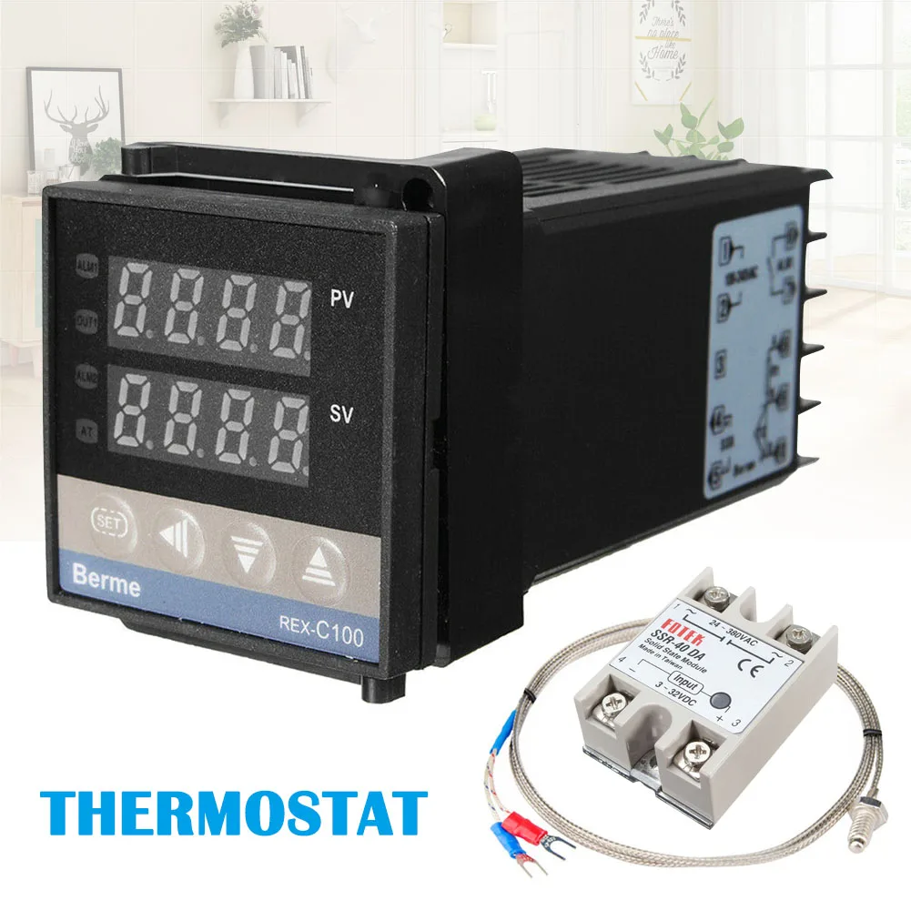 Цифровой PID REX-C100 регулятор температуры отрегулированный Макс 40А SSR K термопара #3 |