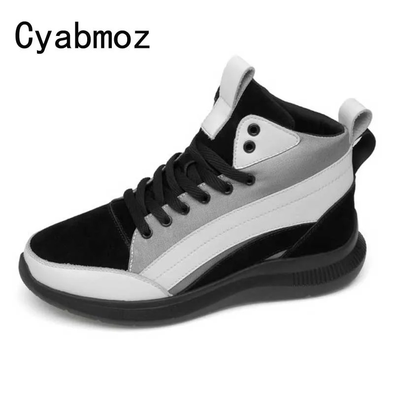 Men 5/7CM High Top Height Increasing Shoes Genuine Leather Breathable Sneakers With Invisible Elevator Insole Casual Shoes