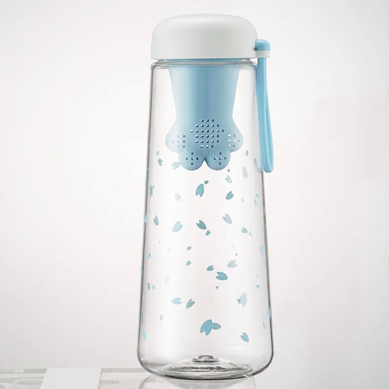 JOUDOO 550 мл Милая мультяшная бутылка для воды с чайным фильтром BPA бесплатные пластиковые спортивные бутылки с заваркой герметичные бутылки для питья 35 - Цвет: Синий