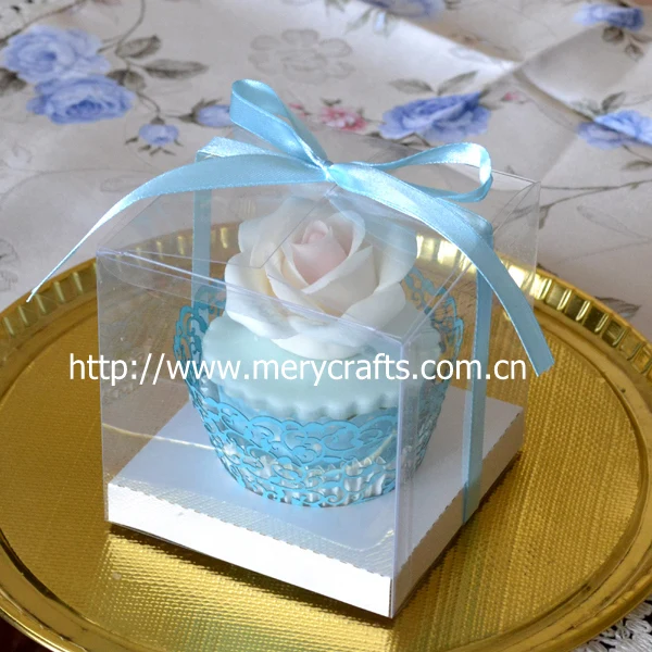 100pcs cube clear mini cupcake PVC boxes plastic packaging for wedding | Дом и сад