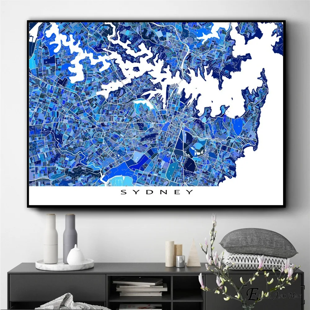 

City Map Blueprint Minimalist Style Poster And Print Canvas Art Painting Wall Pictures For Living Room Decoration Home Decor