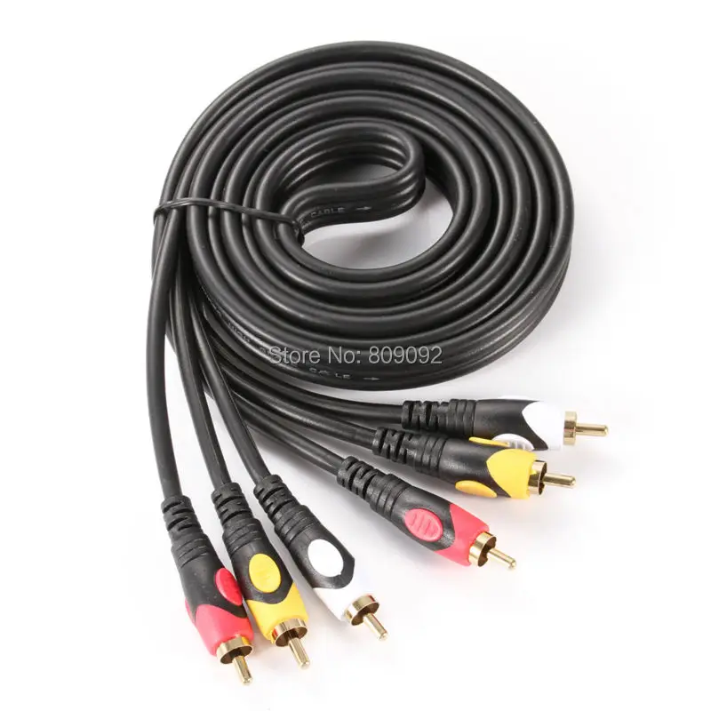 Позолоченный 3 RCA Композитный аудио/видео AV кабель штырь для Hi Fi видео DVD CD
