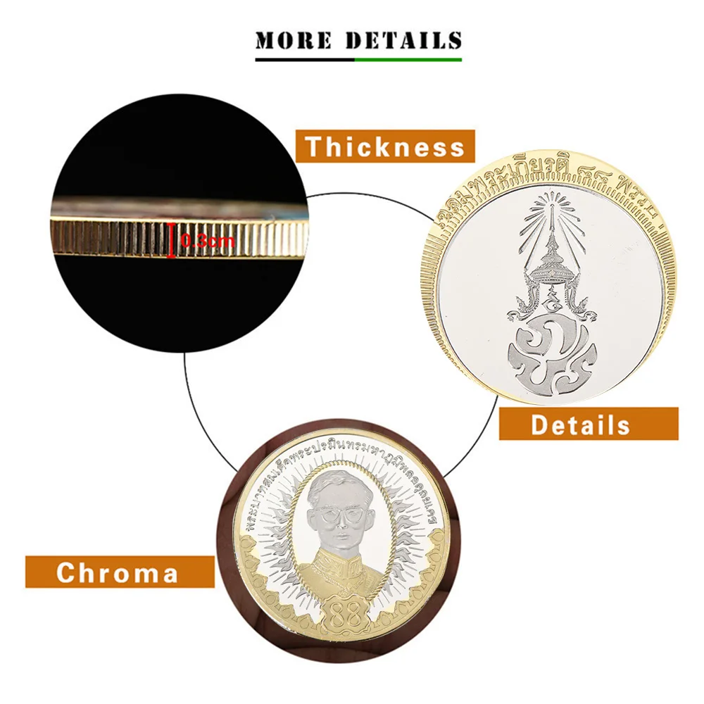 WR Gold Plated Coin Thailand King Bhumibol Adulyadej Commemorative Coins Customized Challenge Art Crafts | Дом и сад